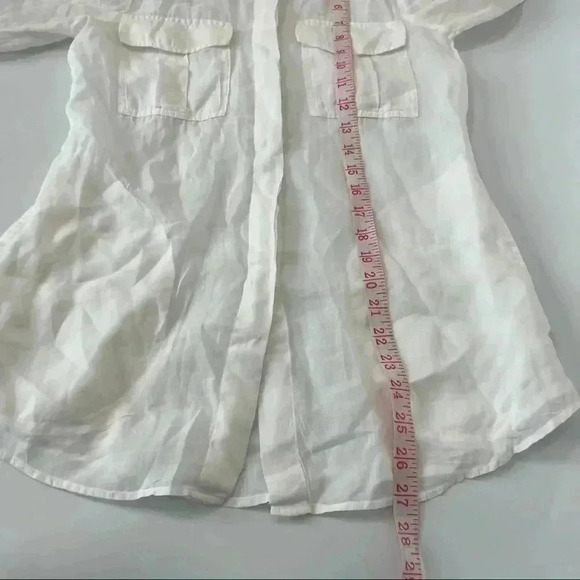 Theory Marandel White Lawn Shirt Long Button Down size p - Picture 13 of 14